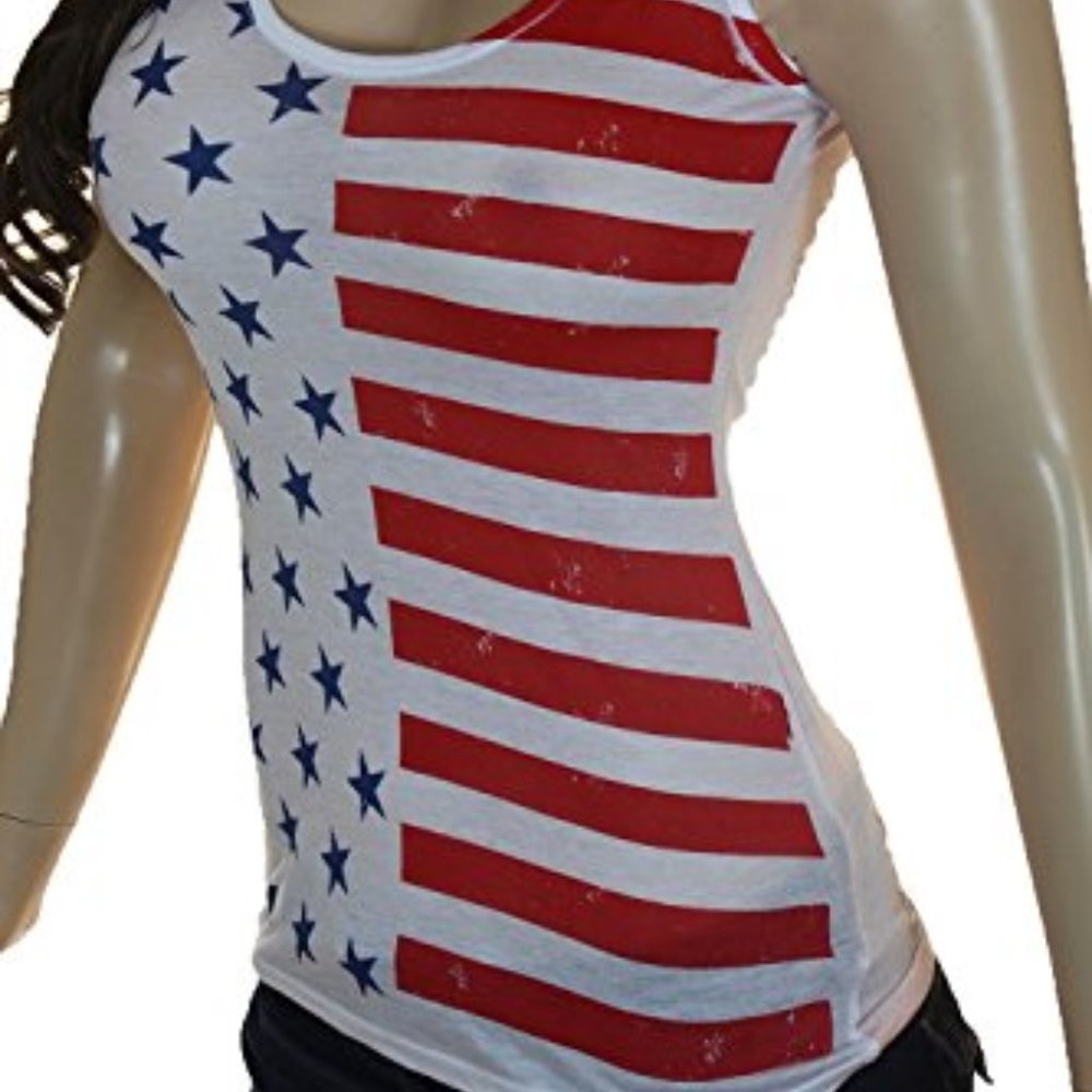 RockCulture Stars Stripes Red White Blue Rip Flag Tank